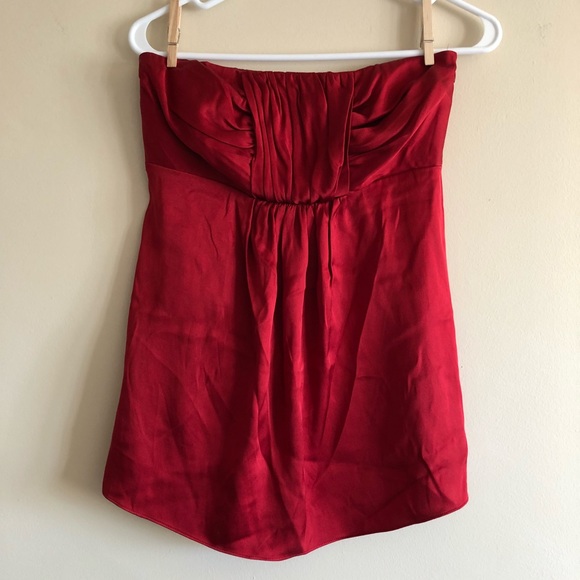 Banana Republic Tops - Banana Republic Red Silk Strapless Blouse